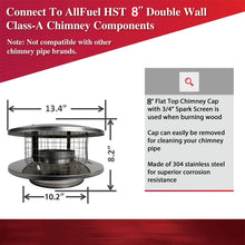 Load image into Gallery viewer, Chimney Cap with Flat Top and Spark Screen for 8" Inner Diameter Chimney Pipe