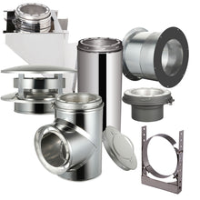 Load image into Gallery viewer, Through The Wall Kit for 6" Inner Diameter Chimney Pipe with Flat Top Chimney Cap
