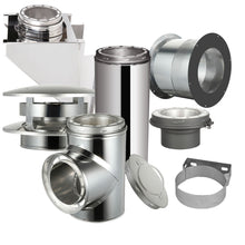 Load image into Gallery viewer, Through The Wall Kit for 6" Inner Diameter Chimney Pipe with Flat Top Chimney Cap