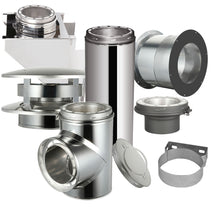 Load image into Gallery viewer, Through The Wall Kit for 6" Inner Diameter Chimney Pipe with Flat Top Chimney Cap