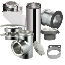 Load image into Gallery viewer, Through The Wall Kit for 6" Inner Diameter Chimney Pipe with Flat Top Chimney Cap