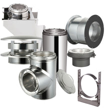 Load image into Gallery viewer, Through The Wall Kit for 6" Inner Diameter Chimney Pipe with Flat Top Chimney Cap