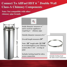 Load image into Gallery viewer, 6&quot; Inner Diameter x 24&quot; Long Double Wall Chimney Pipe
