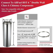 Load image into Gallery viewer, 6&quot; Inner Diameter x 6&quot; Long Double Wall Chimney Pipe
