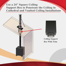 Load image into Gallery viewer, 24" Square Ceiling Support Box for 8" Inner Diameter Chimney Pipe