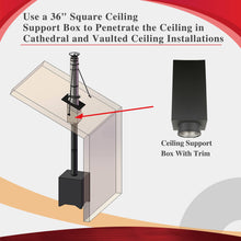 Load image into Gallery viewer, 36" Square Ceiling Support Box for 6" Inner Diameter Chimney Pipe