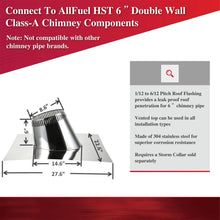 Load image into Gallery viewer, 1/12 to 6/12 Pitch Roof Flashing for 6" Inner Diameter Chimney Pipe