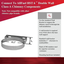 Load image into Gallery viewer, Wall Bracket for 6" Inner Diameter Chimney Pipe