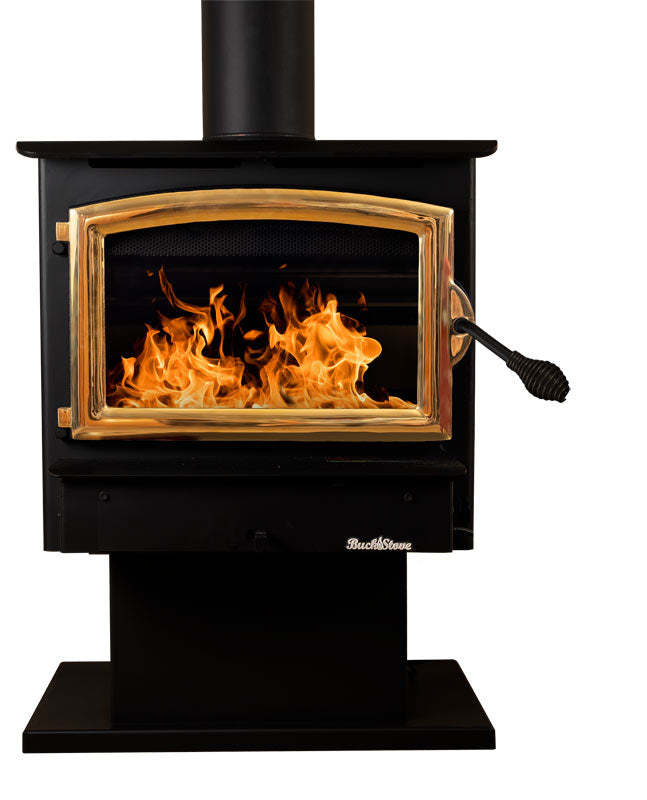 Buck Stove Model 21NC Wood Stove With Gold Door and Pedestal