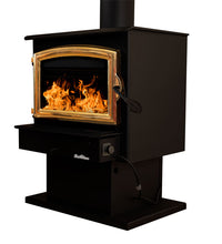 Load image into Gallery viewer, Buck Stove Model 21NC Wood Stove With Gold Door and Pedestal