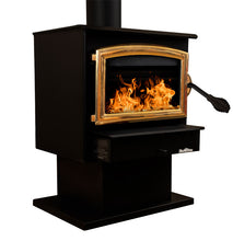 Load image into Gallery viewer, Buck Stove Model 21NC Wood Stove With Gold Door and Pedestal