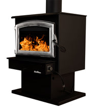 Load image into Gallery viewer, Buck Stove Model 21NC Wood Stove With Pewter Door and Pedestal