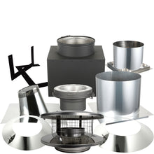 Load image into Gallery viewer, Multi Story Kit for 6&quot; Inner Diameter Chimney Pipe with Flat Top Spark Guard Chimney Cap
