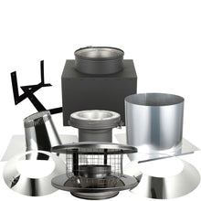 Load image into Gallery viewer, Through The Attic Kit for 6&quot; Inner Diameter Chimney Pipe with Flat Top Spark Guard Chimney Cap
