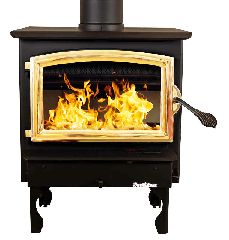 Buck Stove Model 21NC Wood Stove With Gold Door and Leg Kit