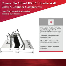 Load image into Gallery viewer, 7/12 to 12/12 Pitch Roof Flashing for 6&quot; Inner Diameter Chimney Pipe
