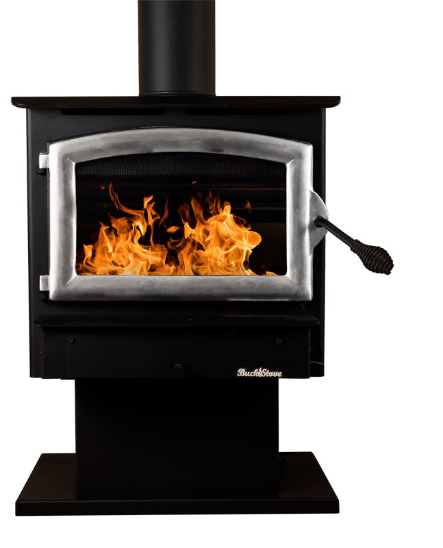 Buck Stove Model 21NC Wood Stove With Pewter Door and Pedestal