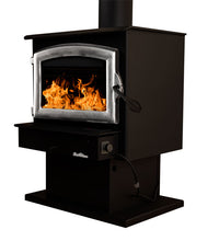 Load image into Gallery viewer, Buck Stove Model 21NC Wood Stove With Pewter Door and Pedestal
