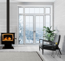 Load image into Gallery viewer, Buck Stove Model 74 Wood Stove With Gold Door and Pedestal
