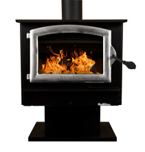 Load image into Gallery viewer, Buck Stove Model 74 Wood Stove With Pewter Door and Pedestal
