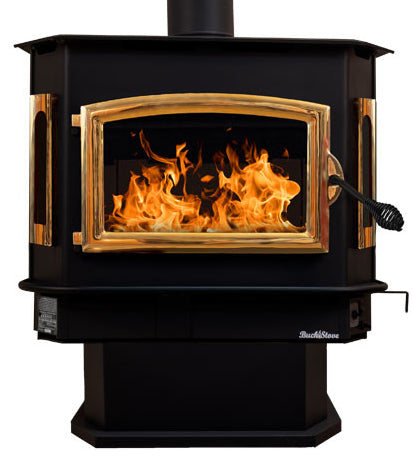 Buck Stove Model 81 Wood Stove With Gold Door and Pedestal