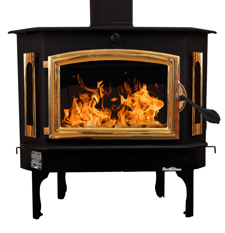 Buck Stove Model 91 Wood Stove With Gold Door and Leg Kit