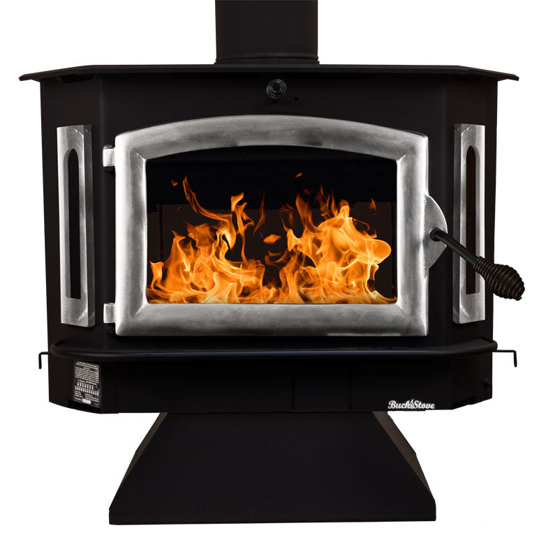 Buck Stove Model 81 Wood Stove With Pewter Door and Pedestal
